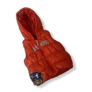 Truckfit Infant Boy's Puffer Vest Jacket Orange Big Logo Hooded Size 24-month